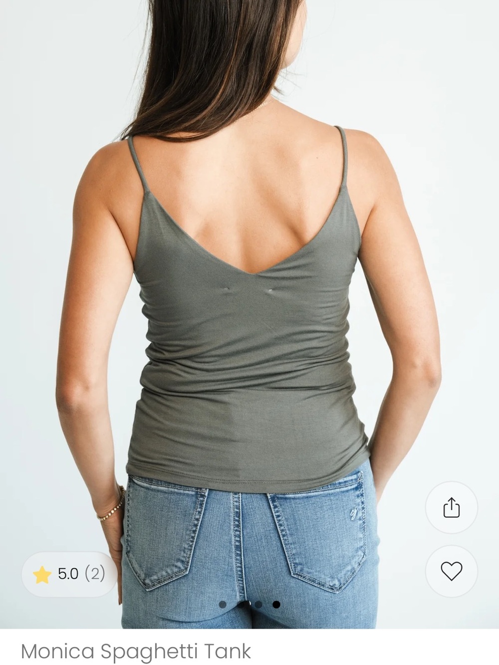 Carly Jean Los Angeles Nina Olive/Sage V-Back Spaghetti Strap Tank